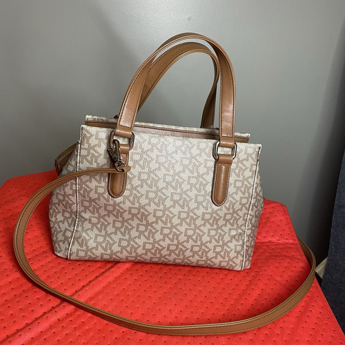 DKNY Heritage Coated Logo Small Satchel Handbag | Strap Hemp - Picture 1 of 11