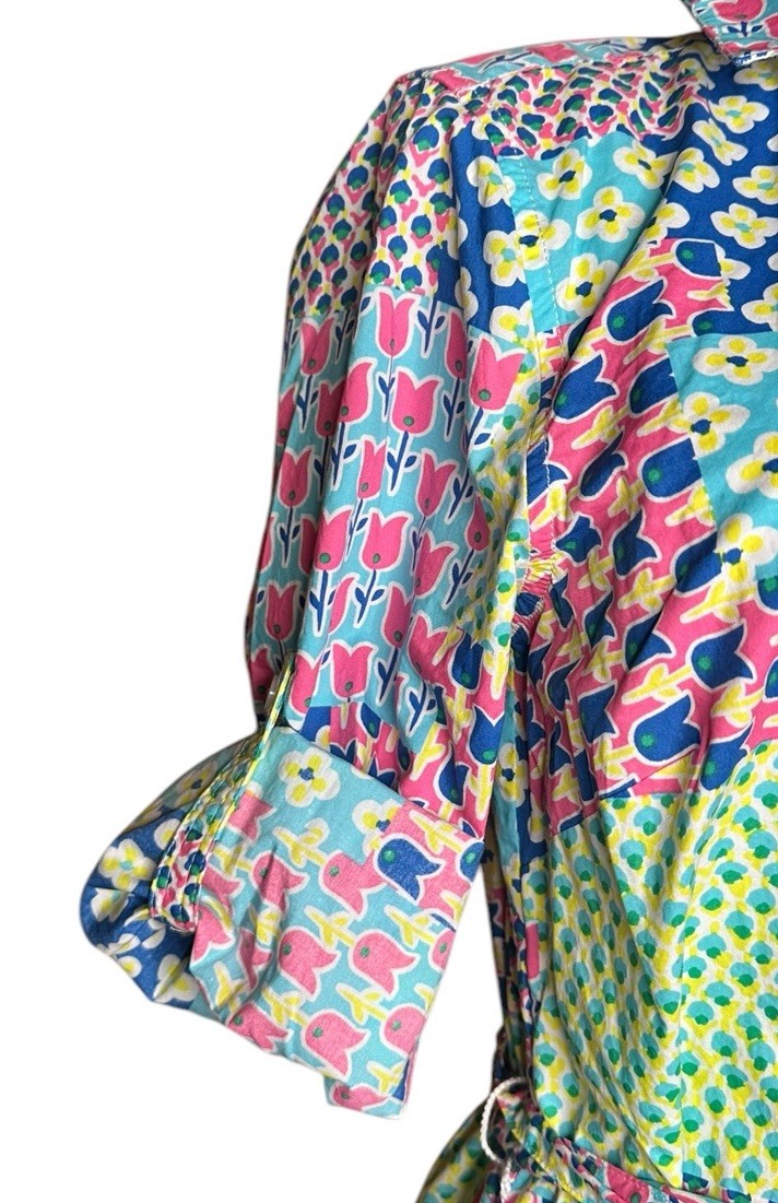 Talbots Island Patchwork Floral Print Belted Shir… - image 7