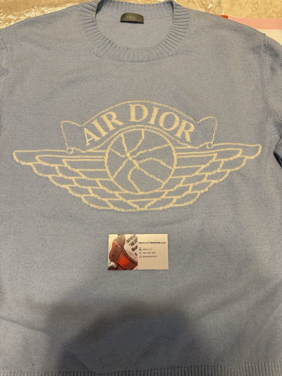 Dior Homme × Air Jordan Wings Sweater XL Dior x Jordan Wings Blue Sweater Sweatshirt Cashmere SS20