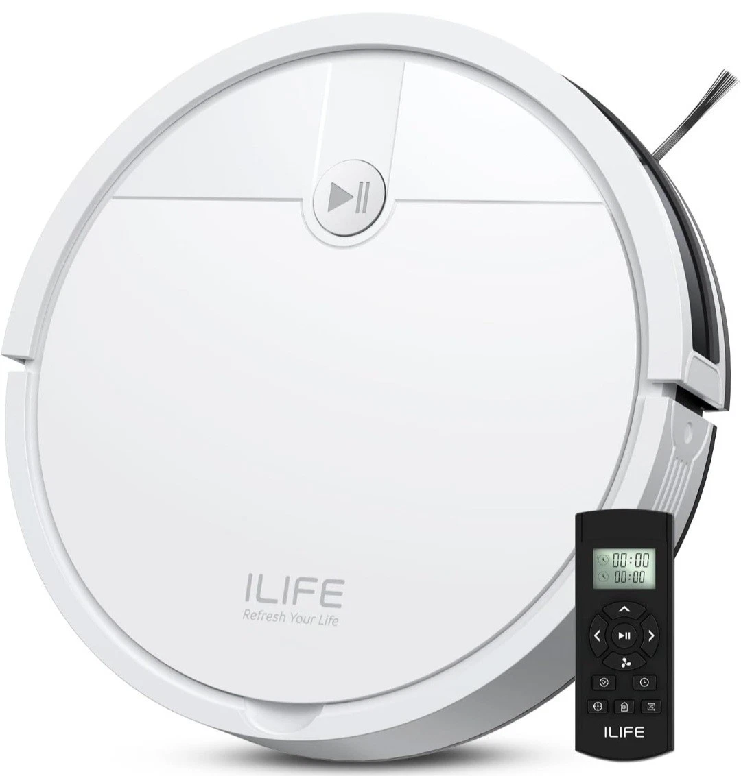 ILIFE V2 Robot Vacuum Cleaner, Tangle-Free Suction, 120 Mins Runtime, Slim, Self