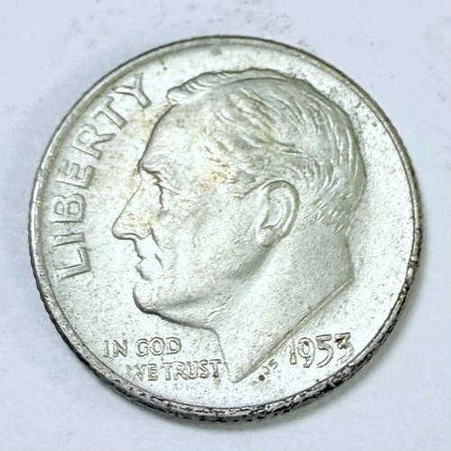 1953 D Roosevelt Dime 90% Silver 10c US Coin, EXTRA FINE CONDITION #6962