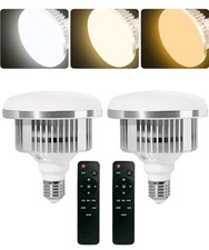 2 Pack 85W LED 2700-6500K Photography Light Bulb, Remote Control 3 Color
