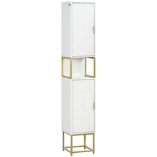 kleankin Freestanding Bathroom Cabinet Linen Towel w/ Adjustable Shelf, 2 Doors