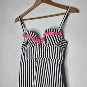 Victoria's Secret Sexy Little Things Push Up Nighty Pink Black Stripes 34B