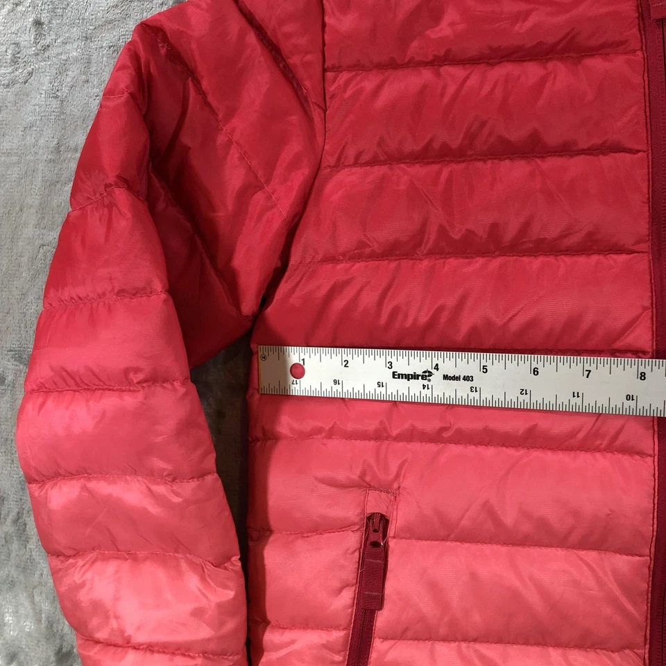 Eddie Bauer Jacket Youth Medium 10/12 Red Hooded Down Puffer reversable - Image 2 of 4