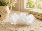 Vintage Hobnail Milk Glass Dish Doubled Crimped Ruffled Edge 5"Candy Trinket