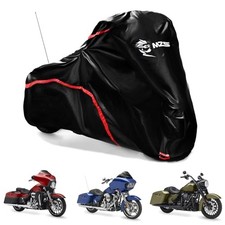 Motorcycle Cover Waterproof Outdoor, 420D All Season 107" Touring Side Box