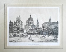 c1840 M&uuml;nchen Maximiliansplatz Maxvorstadt Grosse get&ouml;nte Litho