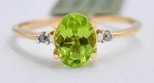 GENUINE 1.08 Cts PERIDOT & DIAMOND RING 10k SOLID YELLOW GOLD - Free Appraisal