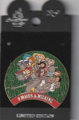Disney Pin 12 Days Of Christmas Wreath 8 Maids A-Milking Alice