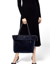 TUMI Voyageur Travel Carryall Tote Bag Navy Blue Nylon w/Leather Trim