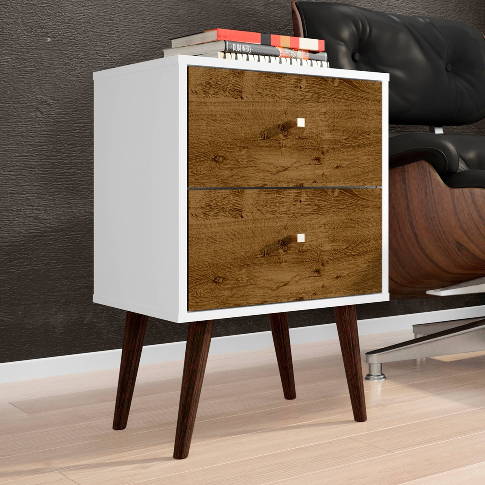 Liberty 17 3/4" Wide Rustic Wood 2-Drawer Modern Nightstand