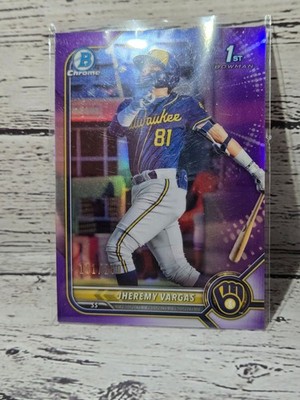 Jheremy Vargas 2022 Bowman 1st Purple Parallel /250 Milwaukee Brewers DVS 1213