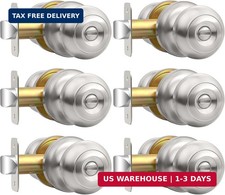 AEEKEL Privacy Door Knob, Brushed Nickel Door Knobs Interior Keyless Locks Set 6