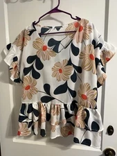 SHEIN XL Blouse Flowers Loose Fit