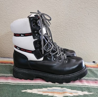Vintage First Down Black and White Hiking Snow Moon Boots Lug Sole Mens size 9 M