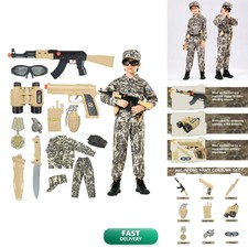 Kodvinp Army Costume for Kids Boys Halloween Military Soldier Role Play Set