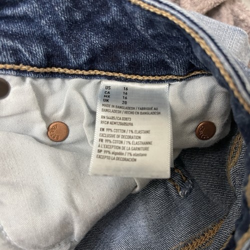 American Eagle Jeansshorts Damen 16 blau Tomgirl Midi abgenutzt roher Saum - Bild 4 von 5