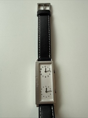 agnes b 18mm Watch 4N20-5190 Dual Dial Time f2498 WORKS GREAT NEW BATTERY