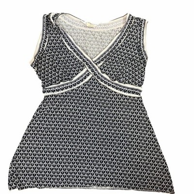 Max Studio Womens Y2K Stylish Black and White Blouse Size Medium 