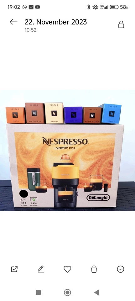 NESPRESSO VERTUO POP KAPSEL MASCHINE INKL. 7STANGEN KAFFEE NEU NEUES DESIGN.  - Bild 4 von 4