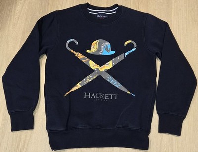 Hackett London Men's Multi-Colored Logo Navy Crew Sweatshirt w/ Pockets M