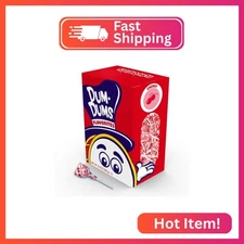 Dum Dums Cherry Lollipops - Bulk Candy Box with Lollipops Individually Wrapped, 