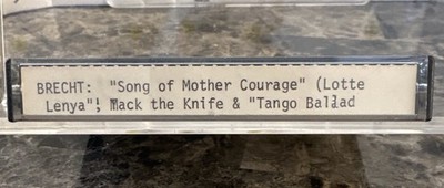 Brecht:  Song of Mother Courage  (Lotte Lenya) Cassette Recording 