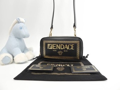 Fendi x Versace Pochette Fendace Leather Black Crossbody Bag  1