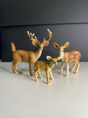 Schleich White Tail Deer Family Buck Doe Fawn Baby 2002 Retired Figure Wildlife