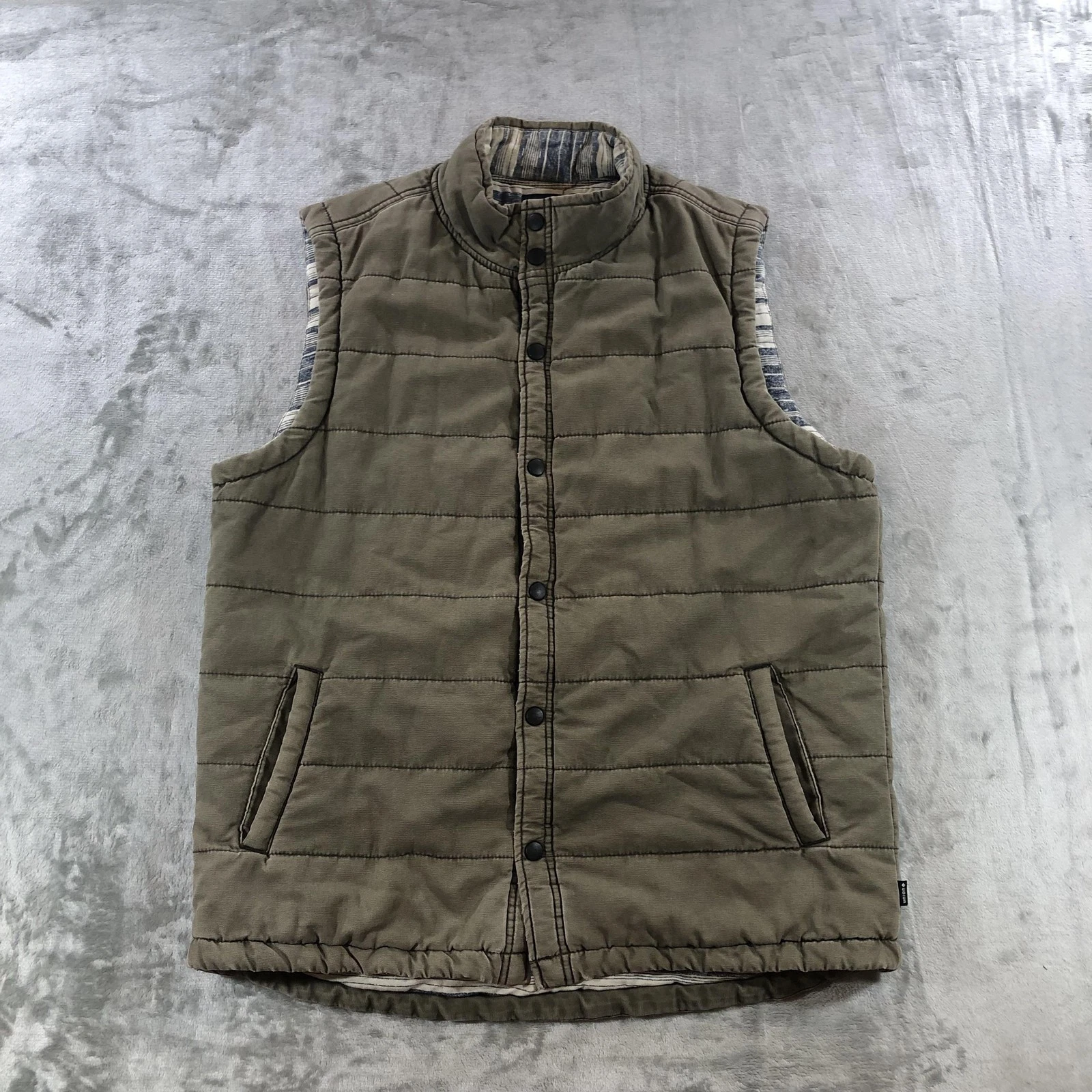 Union Vest Mens XL Green Quilted Puffer Cotton Lined Native Spirit Soul