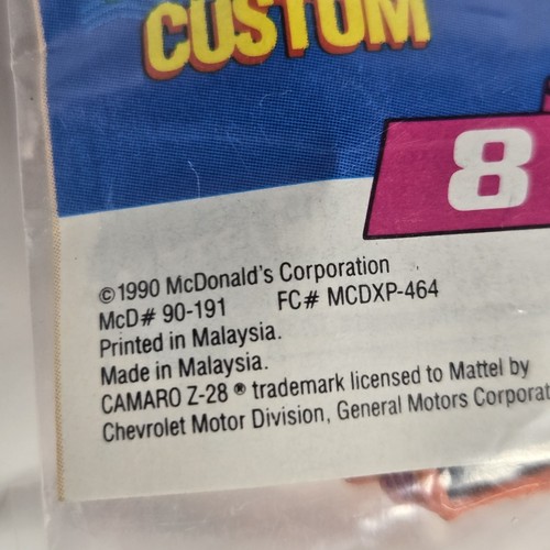Hot Wheels "California Custom" Orange Camaro Z/28 (1990) McDonald's Happy Meal - Picture 6 of 7