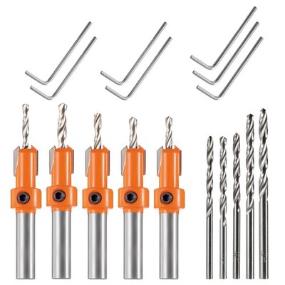 HPMAISON 17tlg. 8mm Schaft Senkbohrer Set, Beinhaltet 5tlg. 10mm Senkbohrer für 