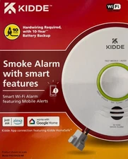 Kidde Hardwired Smart Smoke Detector, 10-Year Battery Backup, Wi-Fi Enabled