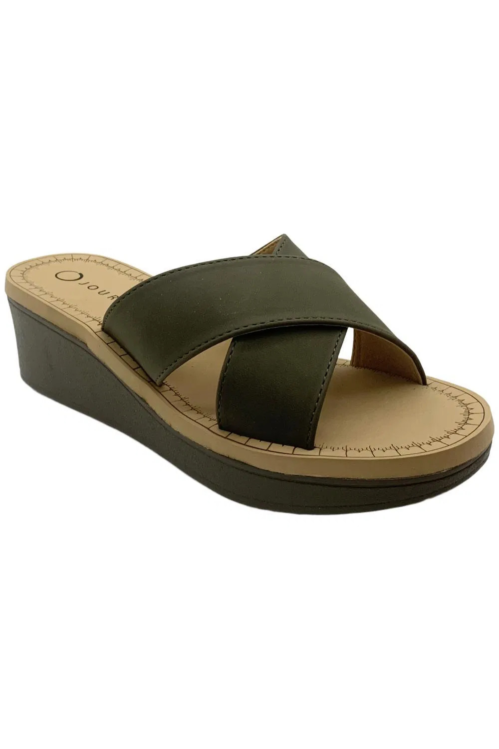 Journee Women's Biara Wedge Sandal Dark Green