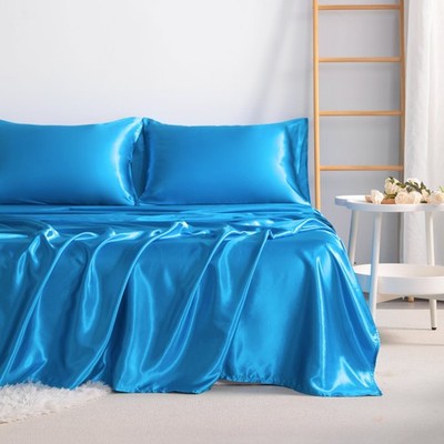 3/4 Pieces Silky Smooth Satin Bed Sheet Set, Deep Pocket, All Sizes Available