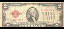 VINTAGE PAPER MONEY UNITED STATES of AMERICA 1928D RED SEAL 2 TWO DOLLAR BILL