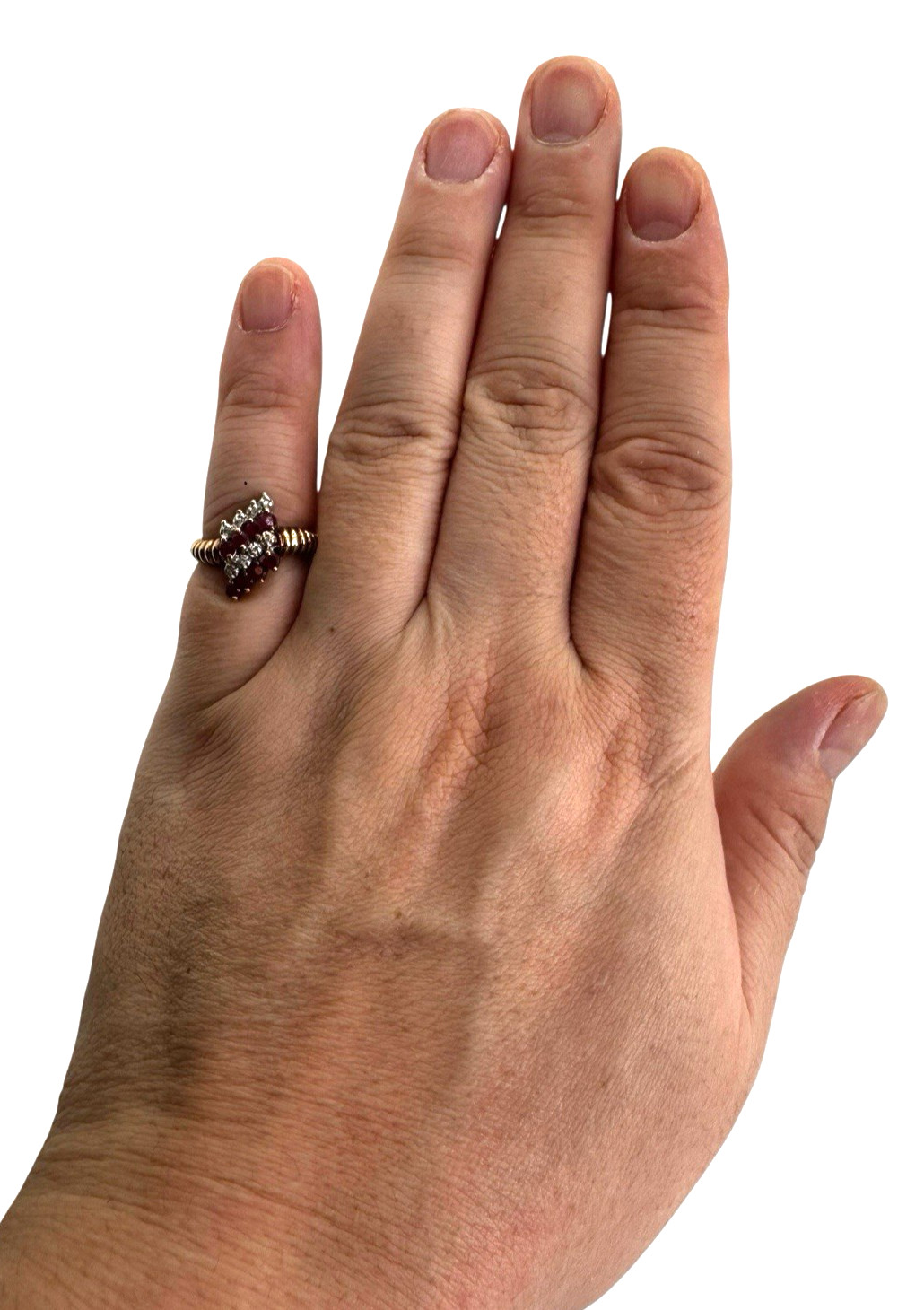 Solid 10K Yellow Gold Ruby and Diamond Accent Rin… - image 8