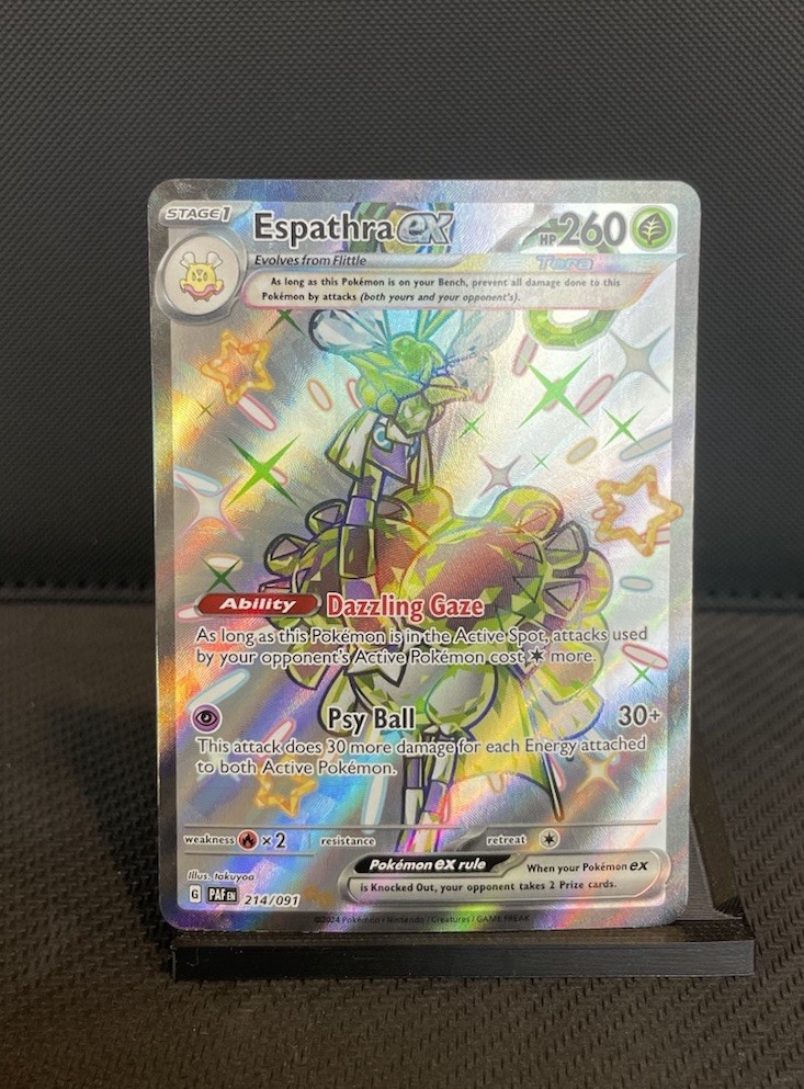 Espathra EX 214/091 Shiny Holo Rare Paldean Fates Pokemon Card NM