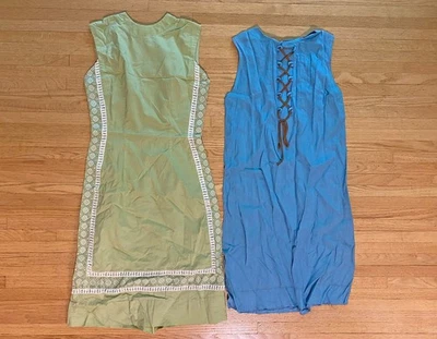 Two Vintage 60s Mod Pop Gogo Mini Dresses Cute Details - Photo 1/4