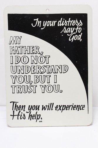 VINTAGE RELIGIOUS SIGN PRAYER INSPIRATIONAL FAITH GOD TRUST MOTIVATIONAL DECOR