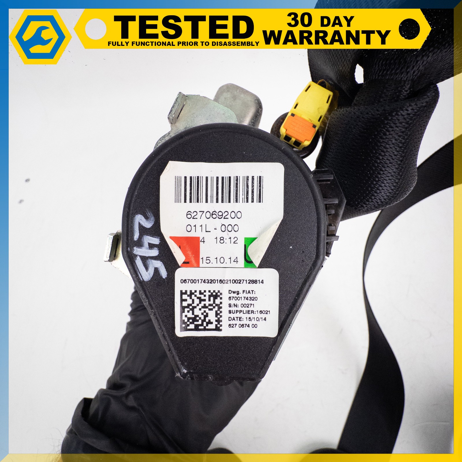 14-17 MASERATI GHIBLI FRONT LEFT DRIVER SEAT BELT RETRACTOR OEM