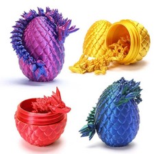 4 Pcs Mini 3D Printed Dragon Eggs with Crystal Dragon Inside, Easter Egg fill...