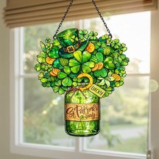 Shamrock Suncatcher, Four Leaf Clover Irish Window Hanging, St. Patrick s Day