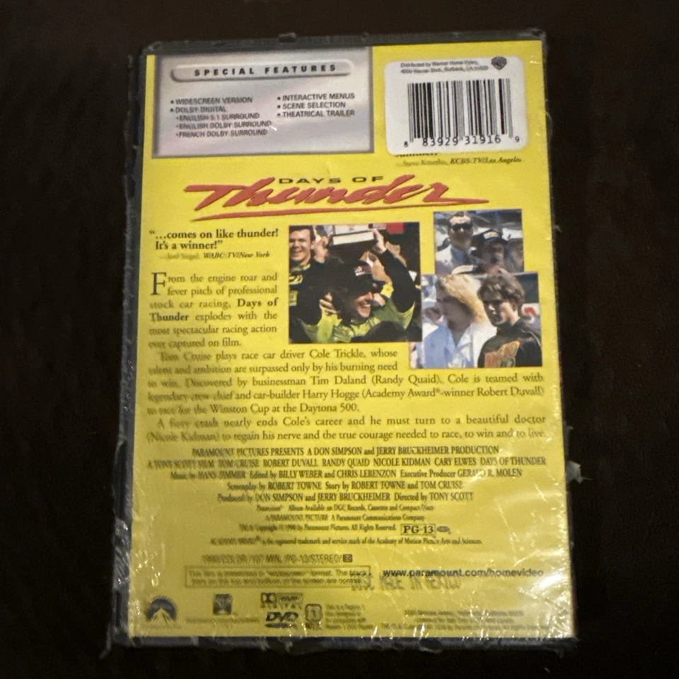 Days of Thunder (DVD) NEW FACTORY SEALED TOM CRUISE COLE TRICKLE - Image 2 of 2