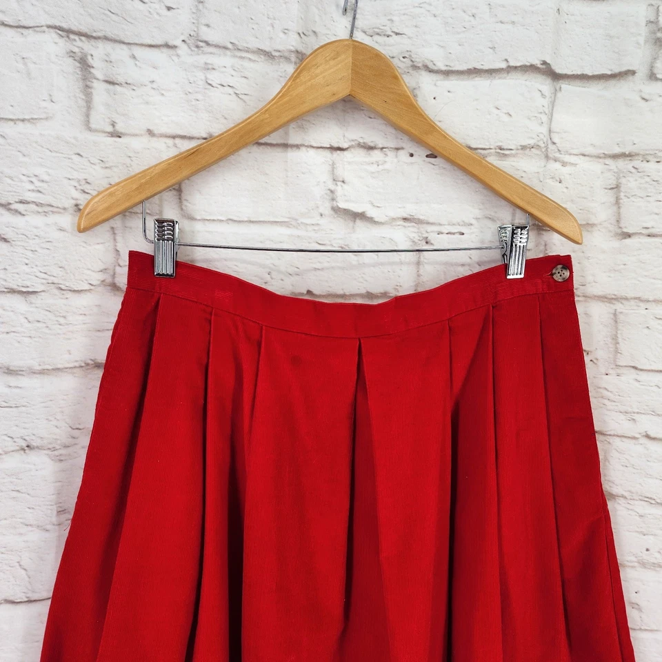 Vintage 90s Bass Corduroy Midi Skirt Sz 16 Western Country Cowgirl Christmas Red - Image 2 of 4