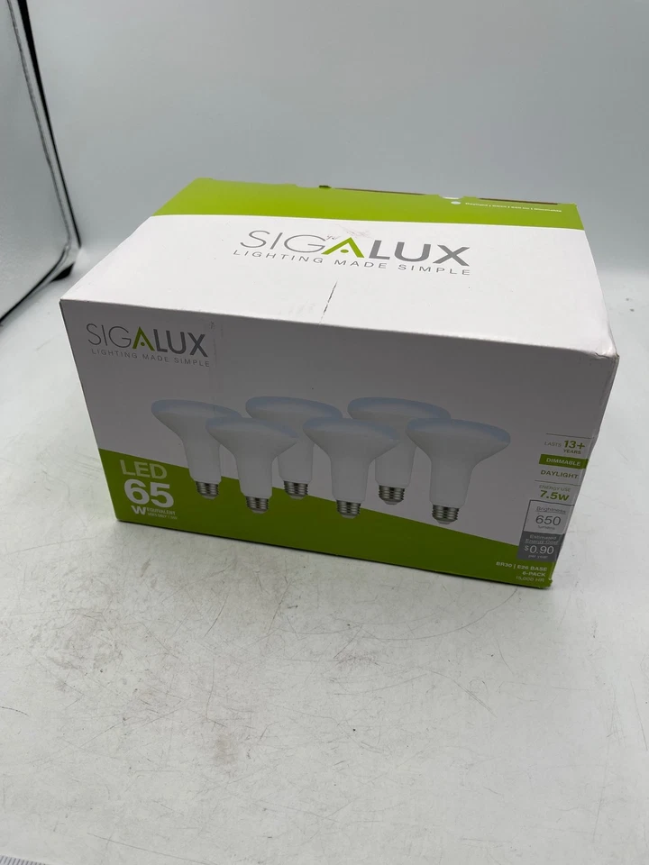 Sigalux LED BR30 650lm 7.5W Daylight Dimmable 6-Pack Light Bulbs Energy Saving - Image 4 of 4