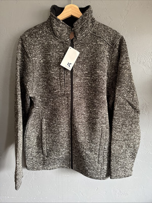KNOSS Mens Size Medium Carbon Heather Gray Bonded Sweater Fleece Jacket New-Tags