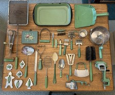 Vintage Green Kitchen Utensils, 31 Pieces