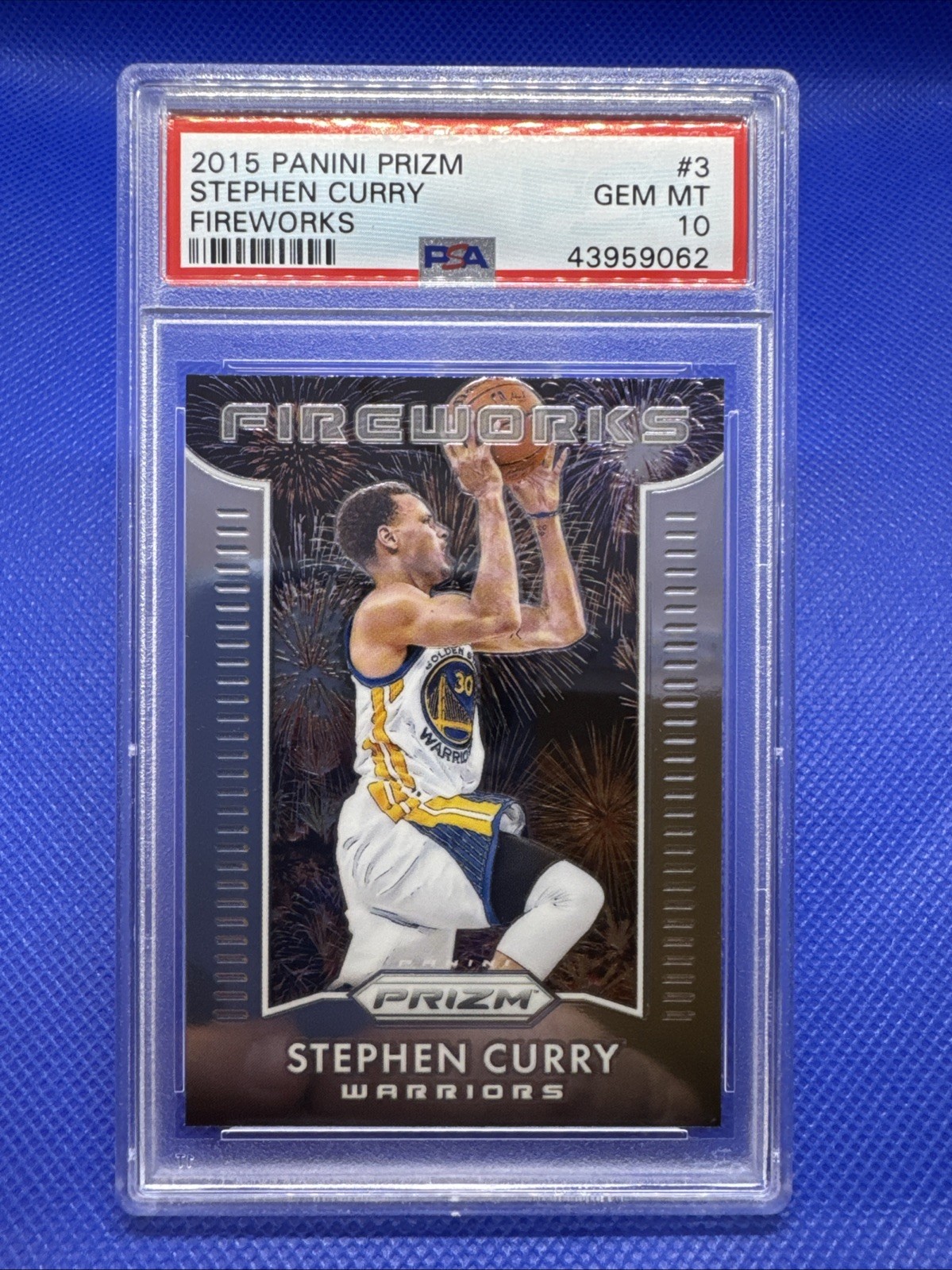 STEPHEN CURRY 2015 PANINI PRIZM FIREWORK #3 PSA 10 GEM MINT NBA 3PT. G.O.A.T
